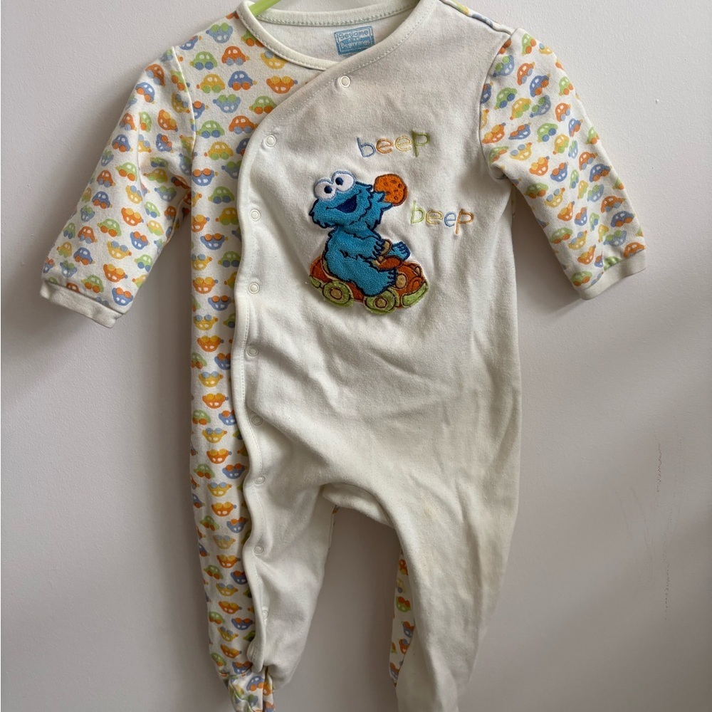 Vintage Sesame Street Cookie Monster Sleeper 6-12M Beep Beep
